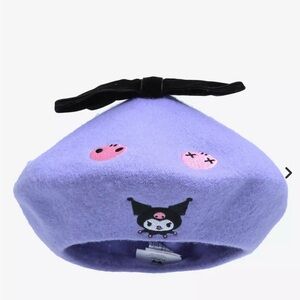 Sanrio Kuromi purple beret with skulls and velvet bow